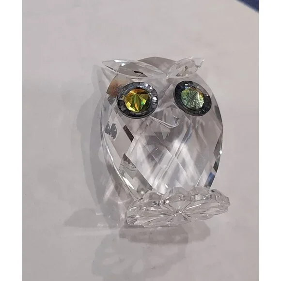 Swarovski Crystal Owls Retired Woodland Large 2" Small 1.5" Jewel Eyes Set Of 2 - Picture 13 of 15